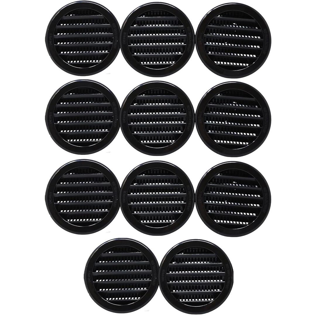 3" Round Plastic Louver Soffit Air Vent Reptile Screen Grille Cover (11, Black)