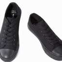 ANTLULU Womens Canvas Shoes Low Top and Lace up Fashion Casual Sneakers Black and White Classic 8.5