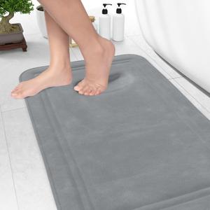 ITSOFT Memory Foam Bath Mat 31x20, Non Slip, Machine Washable, Quick Dry & Absorbent Rugs, Bath Mats for Bathroom Floor, Tub & Shower, Bathroom Rug, Gray (Grey)