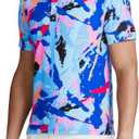 SURF CUZ Golf Shirt Moisture Wicking for Men Dry Fit Polo Shirts Short Sleeve Print Performance 4-Way Stretch (L)