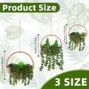 Honeydak 3 Pack Artificial Succulents Hanging Plants Fake Plants Set Wall String of Pearls Succulent Planter in Pot with Lanyard for Balcony Living Room Home Indoor Outdoor Wall Decor(Wood Color)