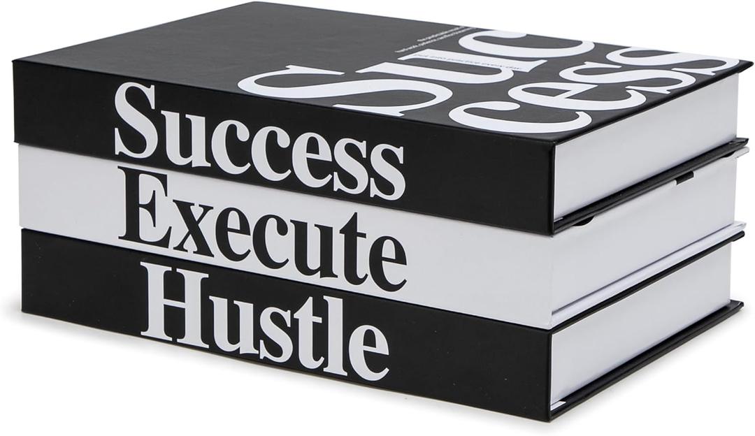 TwoDays Motivational Office Decor: Modern Decorative Books (Set of 3), 6.7 x 9.8 x 1.4 inches
