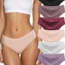 Seamless Underwear for Women No Show Hipster Bikini Panties Low Rise Cheeky Breathable Soft Invisible Briefs 6 Pack (Black, L)
