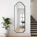 WallBeyond Arched Full Length Mirror Wall Mounted, 65"x22" Black Metal Frame Full Body Mirror for Bedroom, Living Room, Hanging or Leaning Against Wall Full Size