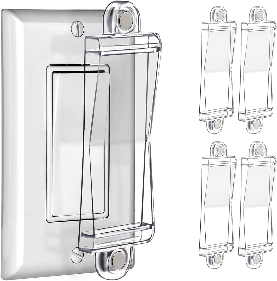 Magnetic Light Switch Guard Cover- PSZEZNZ Light Switch Outlet Covers for Flat Modern Wall Switches-Child Safety Protection(Clear,4 Piece)