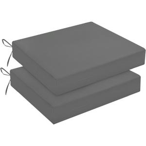 downluxe Outdoor Chair Cushions Set of 2 for Patio Furniture, Water-Resistant Square Corner Patio Chair Cushions with Ties, High Density Foam Outdoor Seat Cushion, 18.5" X 16" X 3", Dark Grey