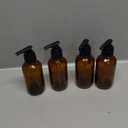Cornucopia 4oz Amber Glass Pump Bottles (4-Pack); Great for Lotions, Liquid Soap, Aromatherapy and More