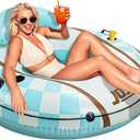 JOSEN River Floats for Adults Heavy Duty 350lb, XL River Tubes for Floating - 53" Large Pool Floats Adult with 2 Cup Holders, Inflatable Floating Tube, River Run Tube Lake Water Tubes (Mint Green)