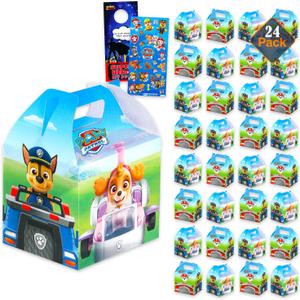 Paw Patrol Treat Boxes Set for Celebrations - Bundle with 24 Favor Boxes for Birthdays, Prizes, Plus Stickers, More | Paw Patrol Party Favors for Boys, Girls