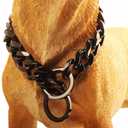 Black Dog Chain Collars Strong Stainless Steel Metal Slip Collar 11mm/15mm/19mm Wide Chew Proof Training Walking Collar for Large, Medium Small Dogs (19MM, 16inches) (16inch (Fits dogs neck 12in-14in))