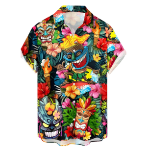 Mens Button Down Short Sleeve Shirt Shirt Collar Abstract Printed Shirts Casual Beach Tops. Size M