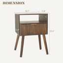 Fultyle Walnut Nightstand, Wooden Bedside Table with Fluted Drawers and Open Shelf, Night Stand Wood for Bedroom, Dorm and Small Space (Rustic Brown)
