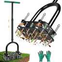 Bigwish Adjustable Lawn Aerator Tool with Rebound Spring 16 Sharp Metal Spikes Soil Aerator with Ergonomic T-Handle & Wide Foot Plate, Heavy Duty Yard Lawn Aerator for Garden Lawn Care