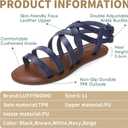 Luffymomo Women's Flat Sandals Open Toe Casual Strappy Sandals Comfortable Ankle Strap Gladiator Slides (6, Navy)