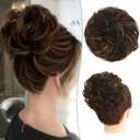 RUWISS Messy Bun Hair Piece Human Hair Messy Rose Bun Hair Buns Hair Piece for Women Real Hair Scrunchies Updo Hair Pieces Bun Extension Ponytail Messy Hair Bun (Brown Mixed)