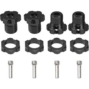 4Pack Vgoohobby Aluminum 17mm Splined Wheel Hex Hub Nut Compatible with Traxxas E-Revo Revo 3.3 E-Maxx Summit Slayer Pro 4X4 1/10 RC Monster Truck (Black)