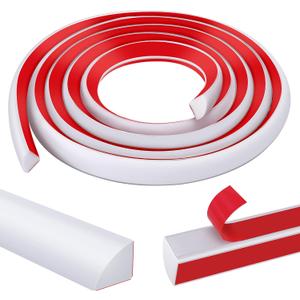 moonoom 118 inch Flexible Quarter Round Molding, 3/4" Self-Adhesive Trim Molding, Waterproof Wall Quarter Round Trim for Wall Edge Corner Base of Staircase Cabinet Edge Countertops (White)