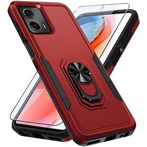 Pack of 2 Janmitta Compatible with Moto G 5G 2023 Case with Screen Protector,Heavy Duty Shockproof Full Body Protective Cover Built in Rotatable Metal Ring Holder Kickstand, Red Pack of 2 Janmitta Compatible with Moto G 5G 2023 Case with Screen Protector,Heavy Duty Shockproof Full Body Protective Cover Built in Rotatable Metal Ring Holder Kickstand, Red