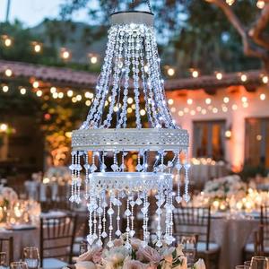 Hanging Solar Chandelier Outdoor Lantern Waterproof Modern Crystal Beaded Chandelier Powerful Lithium Battery 36 Cool White LEDs Garden Lights for Gazebo Yard Patio Party Wedding 32 Inch