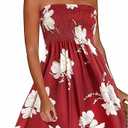CHICGAL Summer Dresses for Women Beach Cover Ups Strapless Boho Floral Print Sundress, Size: M