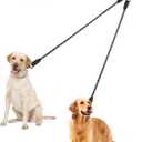 PetBonus Rope Double Dog Leash, No Tangle Dual Leash, Reflective Walking Training Lead with Two Comfortable Padded Handles, Lead Coupler for Medium Large Dogs (1/2 x 6.5FT, Black) (1/2" x 6.5 FT (50~180 lbs.))