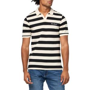 Karl Lagerfeld Men's Collared Striped Knit Short Sleeve Polo (Blue, XXL)