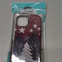 Case for iPhone 13 - Slim Fit Anti-Scratch Phone Case for Girl Women - Winter Christmas Snowy Tree Star Red (Glossy)