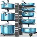 ORDORA Pots and Pans Organizer for Cabinet 16.61 Height, 8 Tier Pot Organizers Rack with 3 DIY Methods, Adjustable Pan Organizer under Cabinet Kitchen Organization and Storage