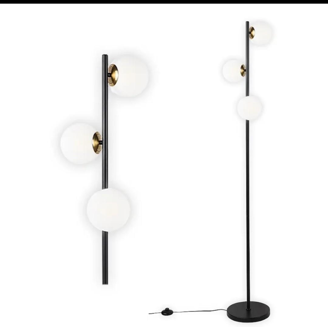 YHTlaeh Floor Lamp Modern 3 Globe for Living Room Bright Lighting LED Standing Light for Bedrooms Offices (Black)
