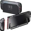 2 x DaierTek Dockable Case for Nintendo Switch 2 2025 Black Hard Slim Dock Cover Split Protector Compaticble with Nintendo Switch2 & Joy-con