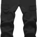 Boys Girls Joggers Cargo Pants with Zipper Pockets Elastic Waist School Casual Trousers (Black)