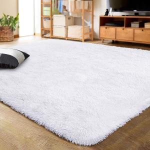 LOCHAS Ultra Soft Indoor Modern Area Rugs Fluffy Living Room Carpets for Children Bedroom Home Decor Nursery Rug 6x9 Feet, White (6' x 9')
