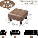 Joveco Small Ottoman Foot Stool,15" Square Upholstered Foot Rest with Legs, 15.7"D x 15.7"W x 8"H