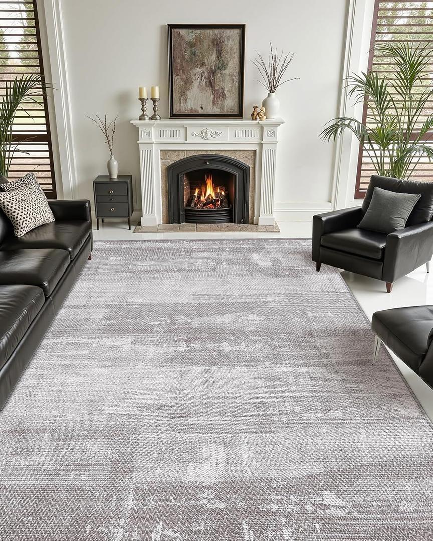 Color and Geometry Area Rug for living room,grey 5x8