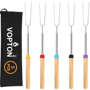 5 Pcs Marshmallow Roasting Sticks for Fire Pit Long 32Inch, Smores Sticks Skewers, Smores Kit for Fire Pit, Premium Telescoping Hot Dog Roasting Sticks for Campfire Accessories Outside Camping VOPTON