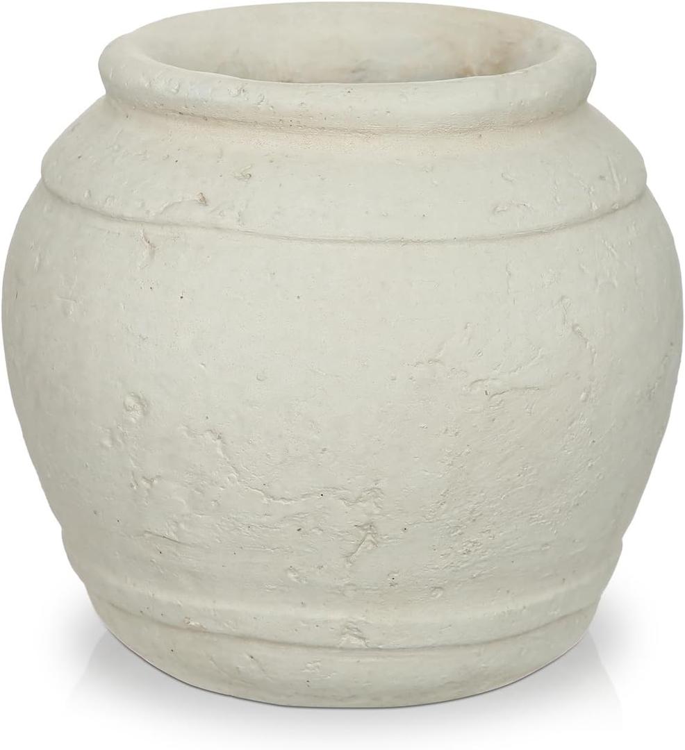 Briful Rustic Ceramic Farmhouse Vase, 5.9" Vintage Textured Pottery Jar