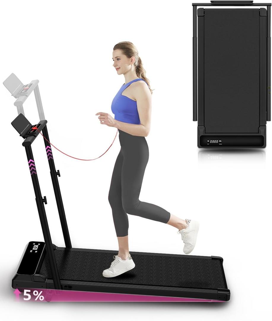 Walking Pad Treadmill Under Desk,Walking Pad for Office Home,Portable Mini Treadmill,2 in 1 Walking Jogging with Remote Control, LED Display (Black( with Handle ))