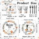 Spooky One Birthday Decorations for Boy,Halloween 1st Birthday Party Tableware Decorations Black Halloween Cartoon Ghost Pumpkin Leaves Wreath Disposable Plates Napkins Cups Forks and Knifes,Serve 24