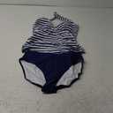 Yonique Tankini Swimsuits for Women Tummy Control Bathing Suits Two Piece Tankini Tops with Bikini Bottoms Twist Swimwear Large, Blue and White Strap