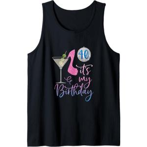 40th Birthday BFF Party Squad, 40 Fabulous Drinking Gift Tank Top, Large