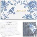 ReliThick 7" x 6.5" 2026-2027 Pocket Calendar for Purse Small Monthly Planner Notebook PVC Cover Pocket Calendar Notepads Appreciation Present Gift for Women Mom Friend Teacher(Blue and White Floral)