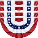 4 Pack Large Size 3 X 6 FT American Bunting Flag 4th of July Decorations, USA Pleated Fan Flag Memorial Day Patriotic Half Fan Banner 100% Polyester Fourth July Independence Day Outdoor Indoor Decor