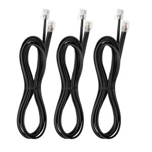 Vthahaby 6.6 FT - 3Pack RJ12 Phone Cable 6P6C, Black, Male to Male Straight Wired for Both Data and Voice Signal Transmission for Telephone Cord, Fax, DSL Modem, Printer, Radio