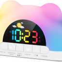 Alarm Clock for Kids, Ok to Wake Clock with Green Light Red Light, Children's Sleep Trainer,10 Ringtones,3 Brightness, Dual Alarms, Digital Alarm Clock for Adults Boy Girl Toddler Bedroom (White)
