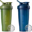 BlenderBottle Classic Shaker Bottle Perfect for Protein Shakes and Pre Workout, 28-Ounce (2 Pack), Moss and Navy