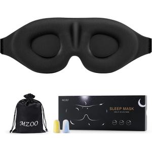 MZOO Sleep Eye Mask for Side Sleeper Men Women, Zero Eye Pressure 3D Sleeping Mask, Light Blocking Patented Design Night Blindfold, Soft Eye Shade Cover for Travel, Black (A-black)