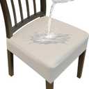 Stretch Seat Covers for Dining Room Chairs Set of 4,Dining Chair Covers,Waterproof PU Leather Chair Seat Slipcovers,Removable Washble Dining Room Chair Seat Cover(Khaki,with Zipper)