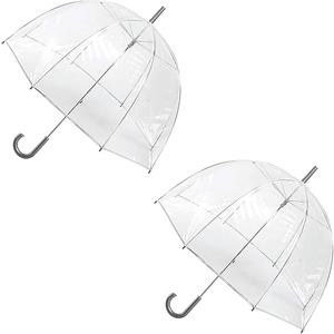 totes Adult Clear Bubble Umbrella with Dome Canopy and Lightweight Wind and Rain Protection  Clear - 2pk