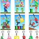 Valentines Day Gifts for Kids Classroom Boys Girls 24 Valentines Cards with 24 Keychains Valentine's Day Greeting Cards Valentines Day Cards for Kids Party Favors Game Prizes