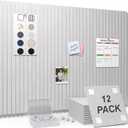 Smarpau Large Cork Board for Walls, 48"x36" Bulletin Board, 12 Pack Slat Felt Wall Tiles with Pushpins Removable Security Tabs, Pin Board for Office Wall Organizer Protector -Light Camel